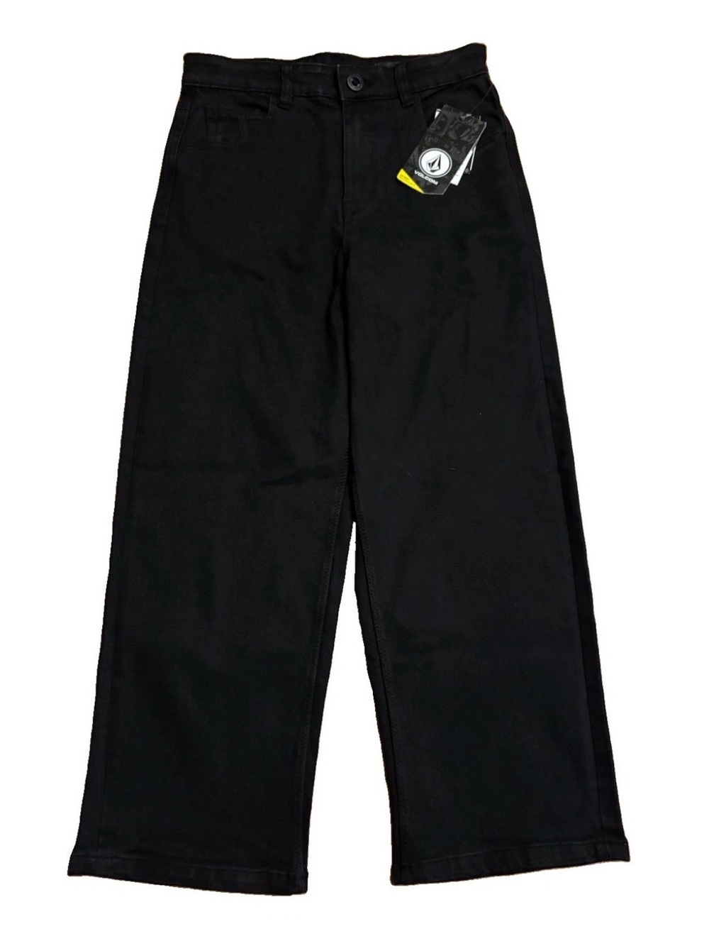 Volcom Boys Billow Relaxed Rise, Wide Leg & Loose Fit - Black - Size 12 (26)